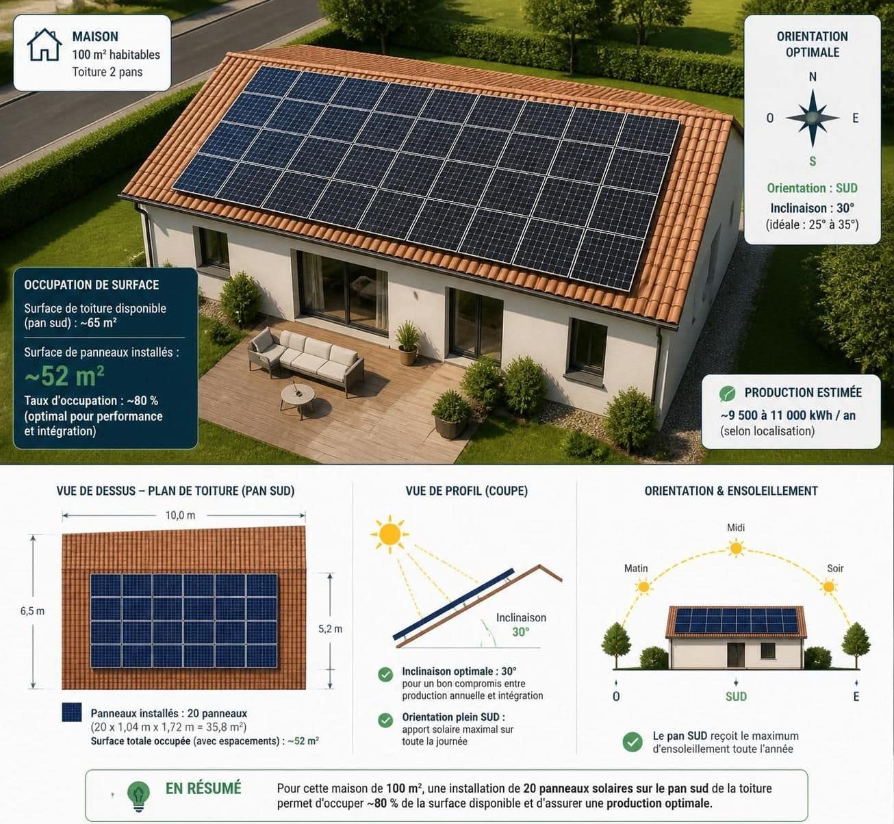 d&eacute;couvrez combien de panneaux solaires sont n&eacute;cessaires pour &eacute;quiper une maison de 100 m&sup2; et optimiser votre production d'&eacute;nergie solaire.