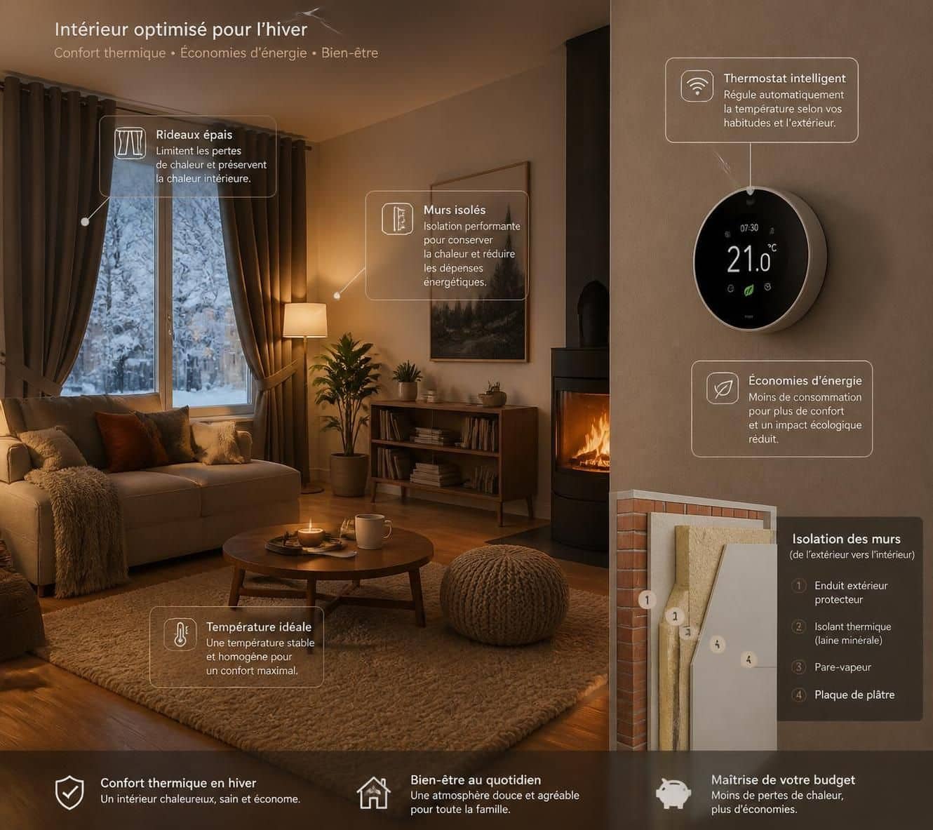d&eacute;couvrez quelle est la temp&eacute;rature id&eacute;ale pour chauffer votre maison en hiver afin d'allier confort et &eacute;conomies d'&eacute;nergie.
