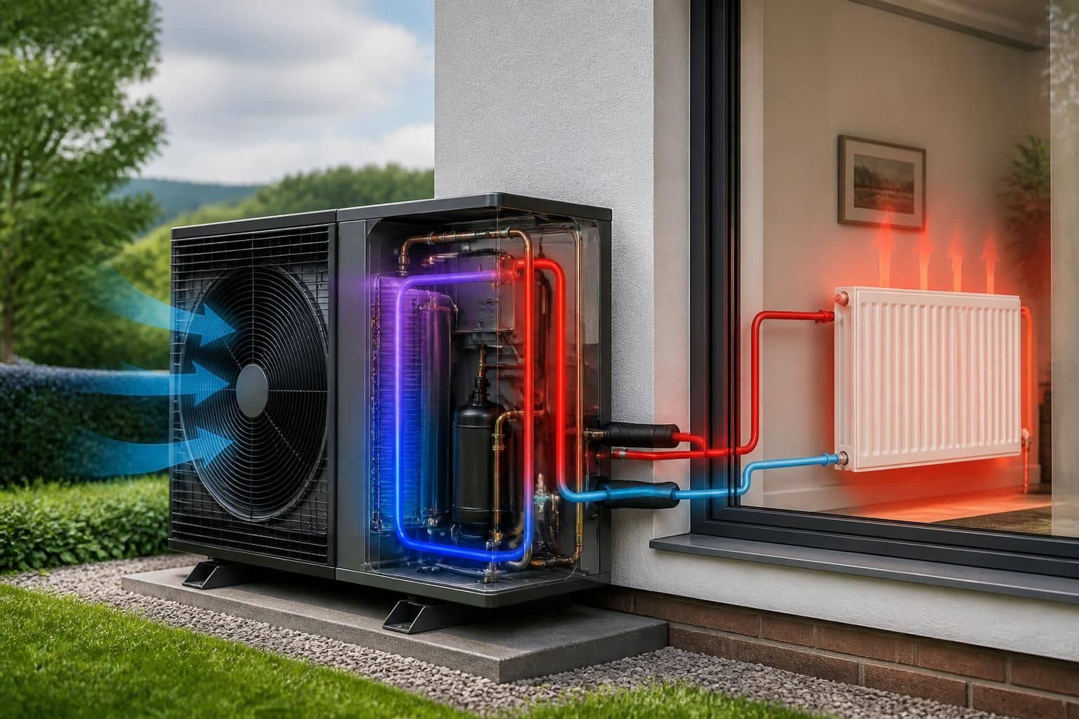 découvrez le fonctionnement d'une pompe à chaleur air-eau, un système efficace et écologique pour chauffer votre maison en utilisant les calories de l'air extérieur.