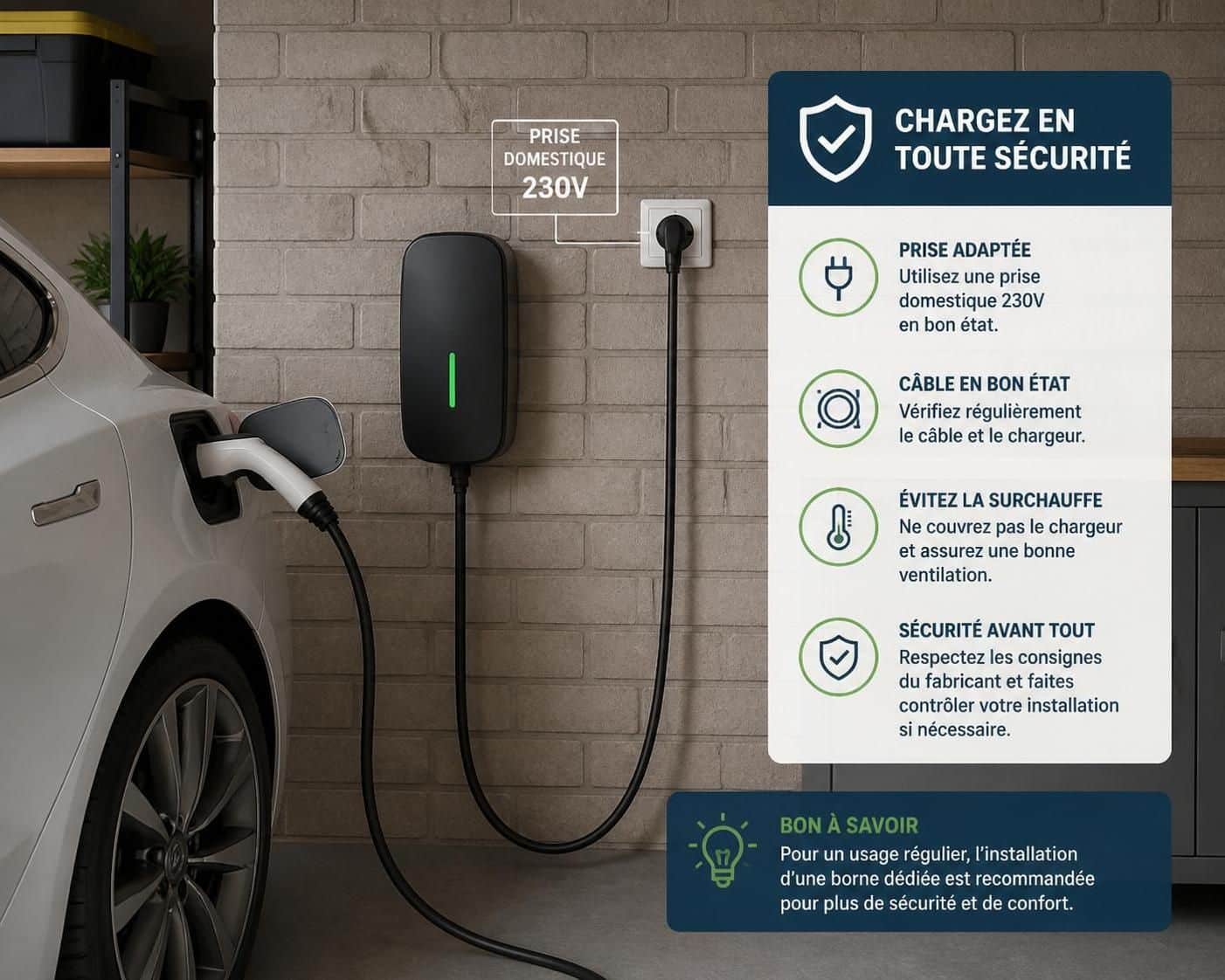 découvrez les risques liés à la recharge d'une voiture électrique sur une prise classique et les précautions à prendre pour assurer sécurité et efficacité.