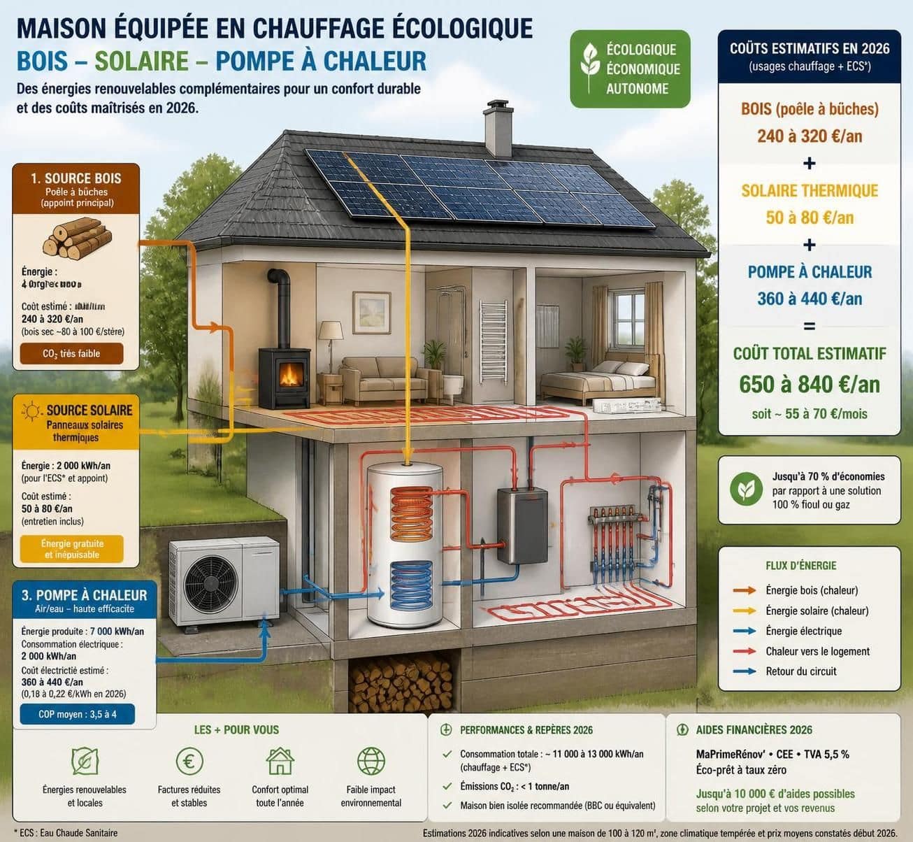 d&eacute;couvrez un comparatif d&eacute;taill&eacute; des co&ucirc;ts entre le chauffage au bois, l'&eacute;nergie solaire et la pompe &agrave; chaleur pour vous aider &agrave; choisir la solution la plus &eacute;conomique et &eacute;cologique.